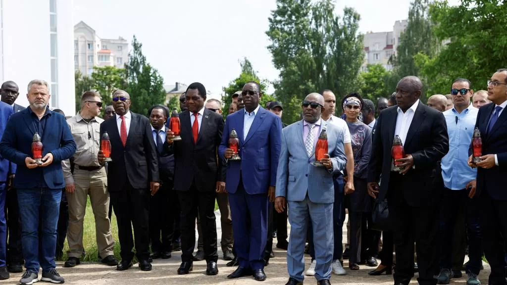 African leaders tour kyiv after air raid alert