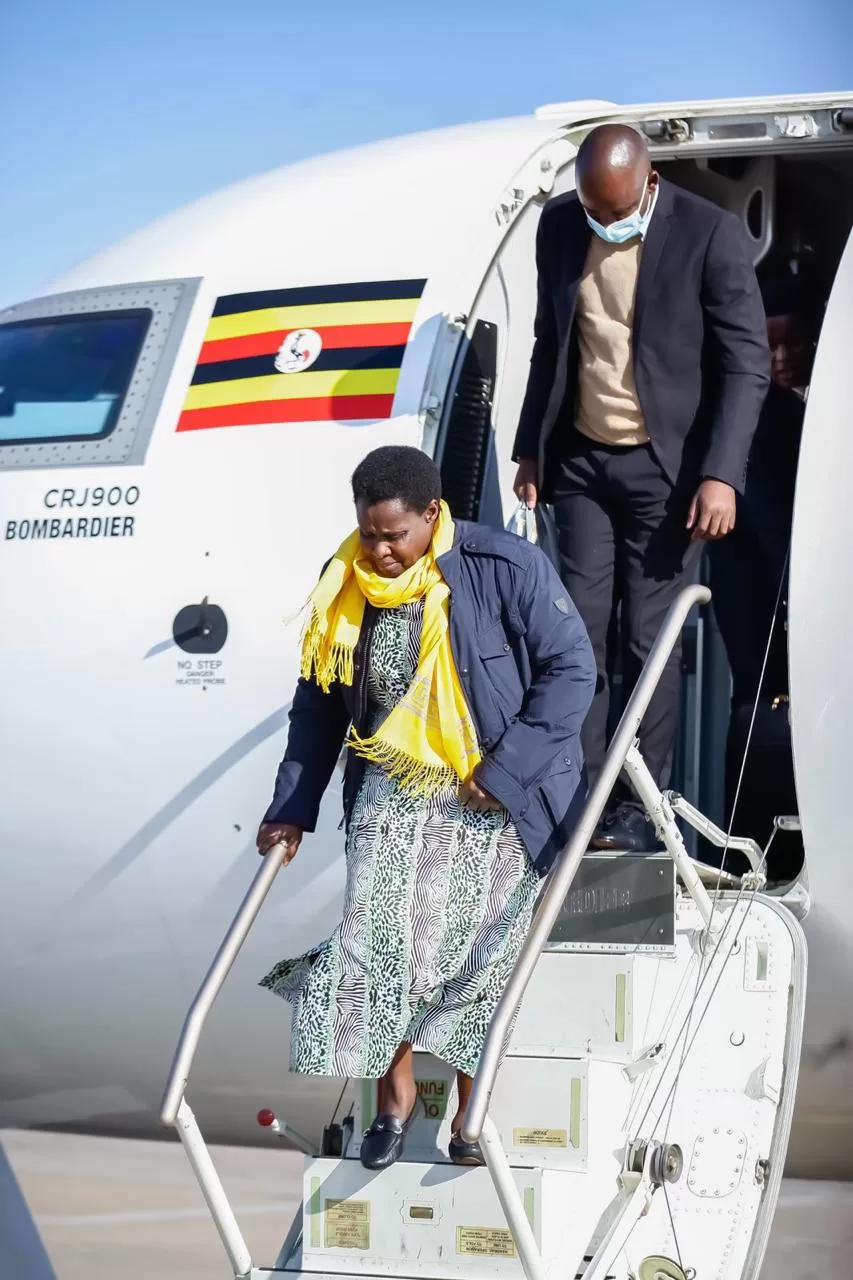 Vice President Jessica Alupo arrives in  in Johannesburg for 15th BRICS Summit